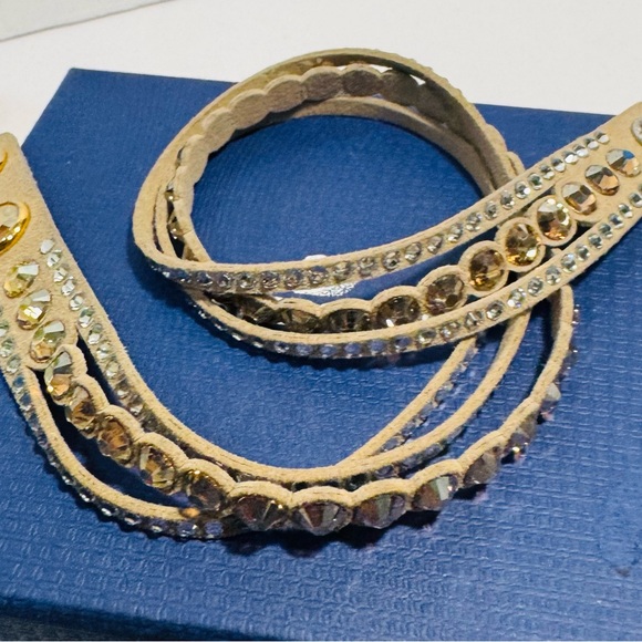 Swarovski Power Slake Tan Double Wrap Crystal Bracelet - Picture 5 of 14